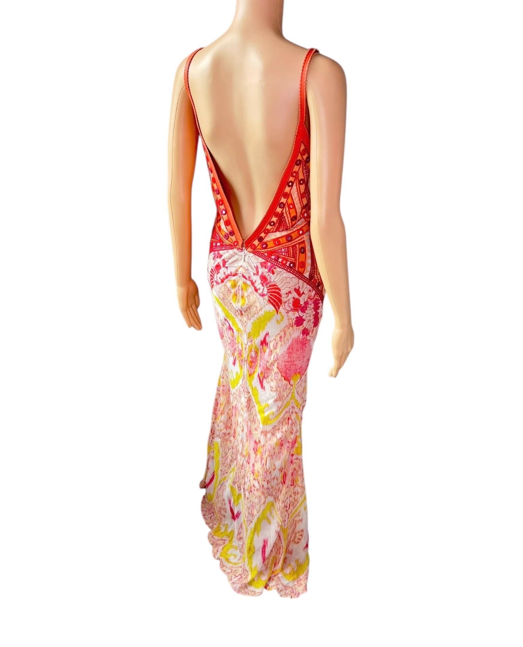 De las mujeres Roberto Cavalli Resort 2014 Unworn Embellished Leather Backless Evening Dress en venta
