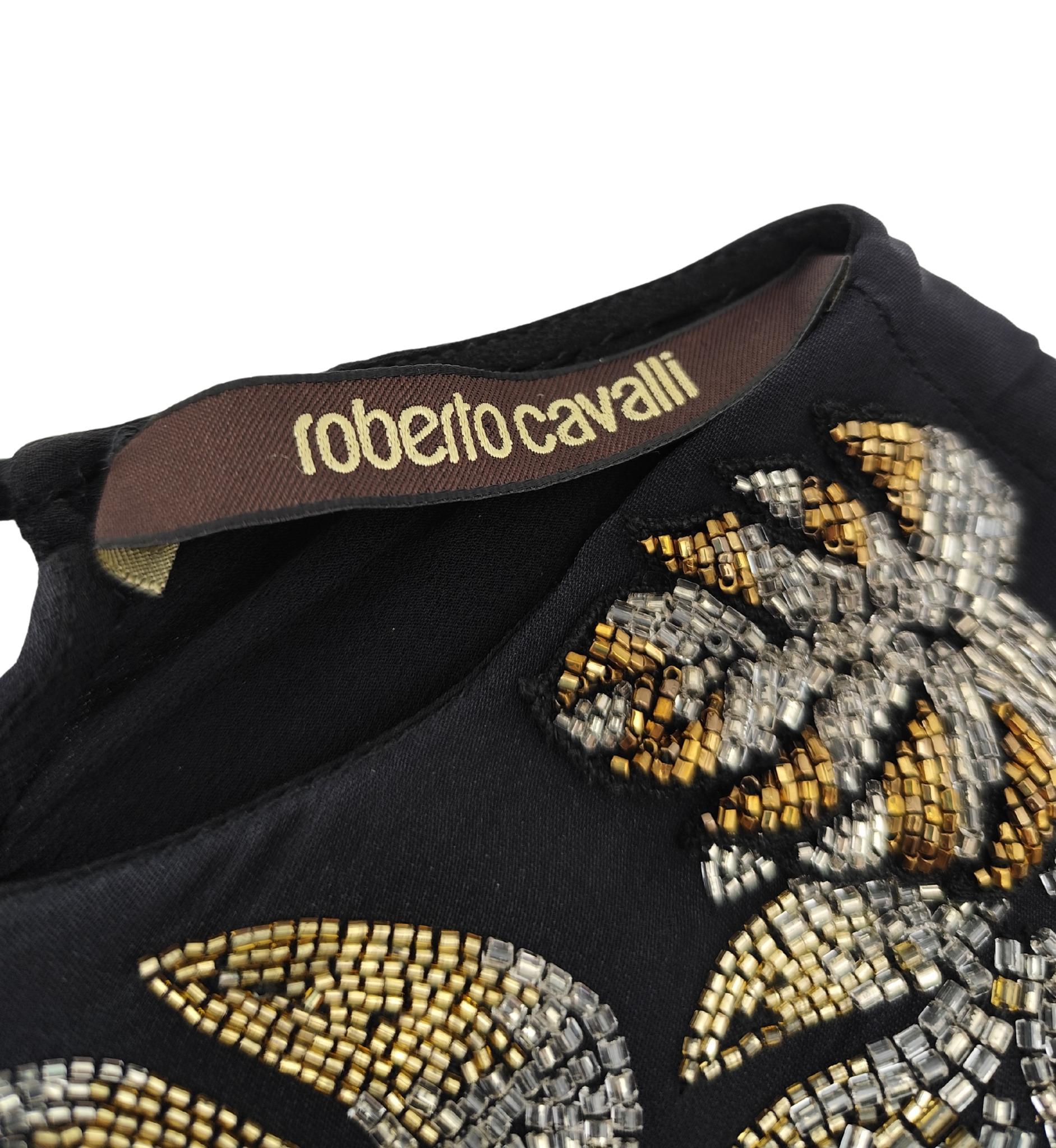 Roberto Cavalli Resort 2016 - Robe en soie noire à dos ouvert, ornée de perles argentées. en vente 14