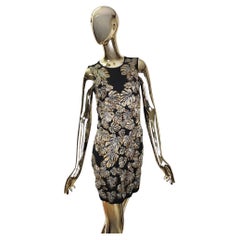 Roberto Cavalli Resort 2016 gold silver beaded open back black silk dress