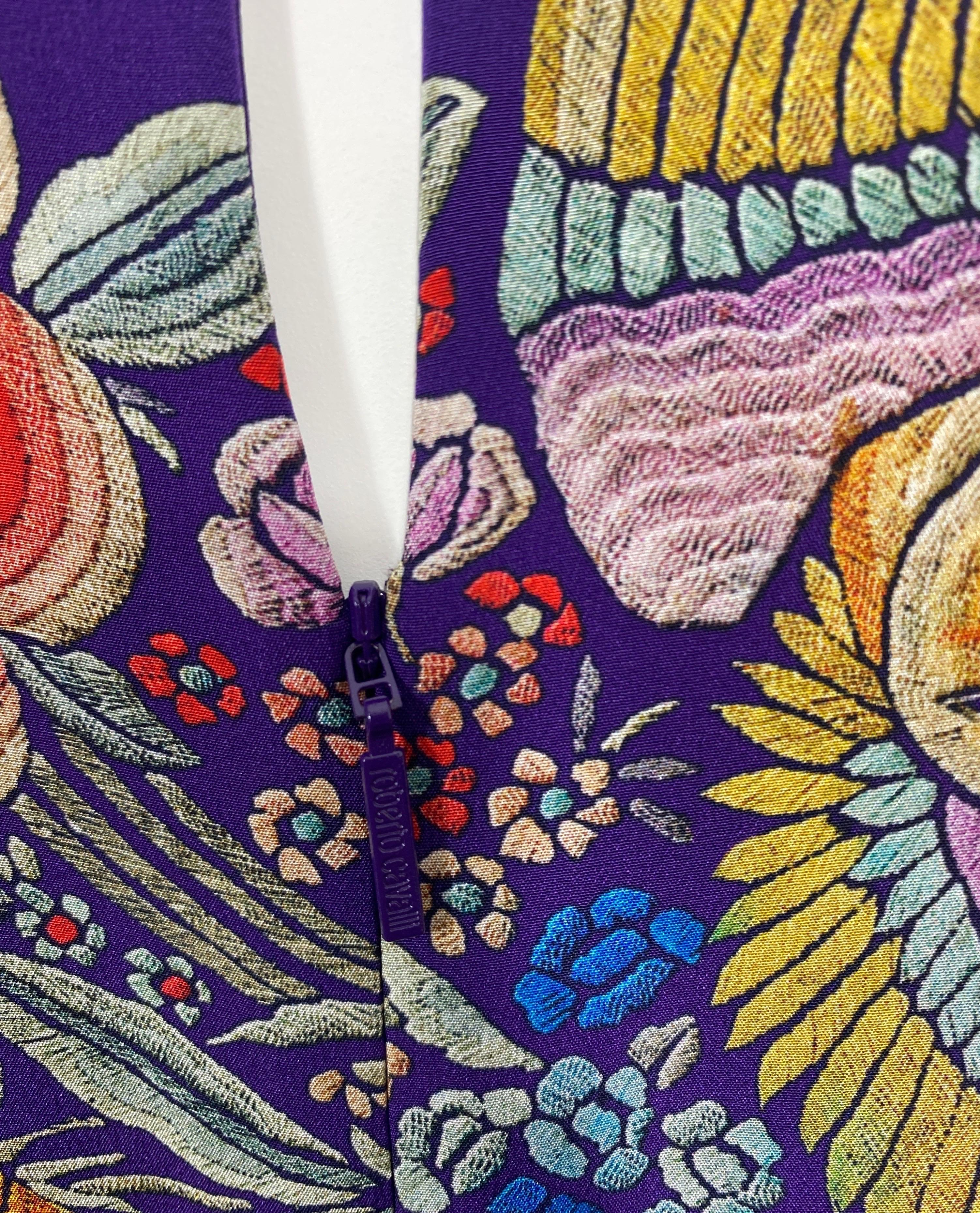 Roberto Cavalli Resort 2017 Purple Multi Embroidered Silk Print Dress-Taille 40 en vente 8
