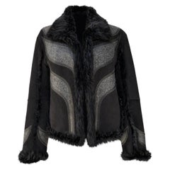 Roberto Cavalli Reversible Beaver Shearling Fur Jacket with Embroidered Leather