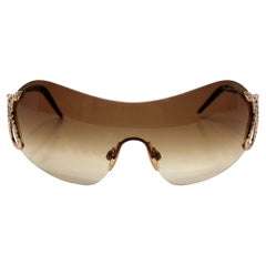 Roberto Cavalli Strass Schlangenmotiv überdimensionale Schild Sonnenbrille circa Y2K