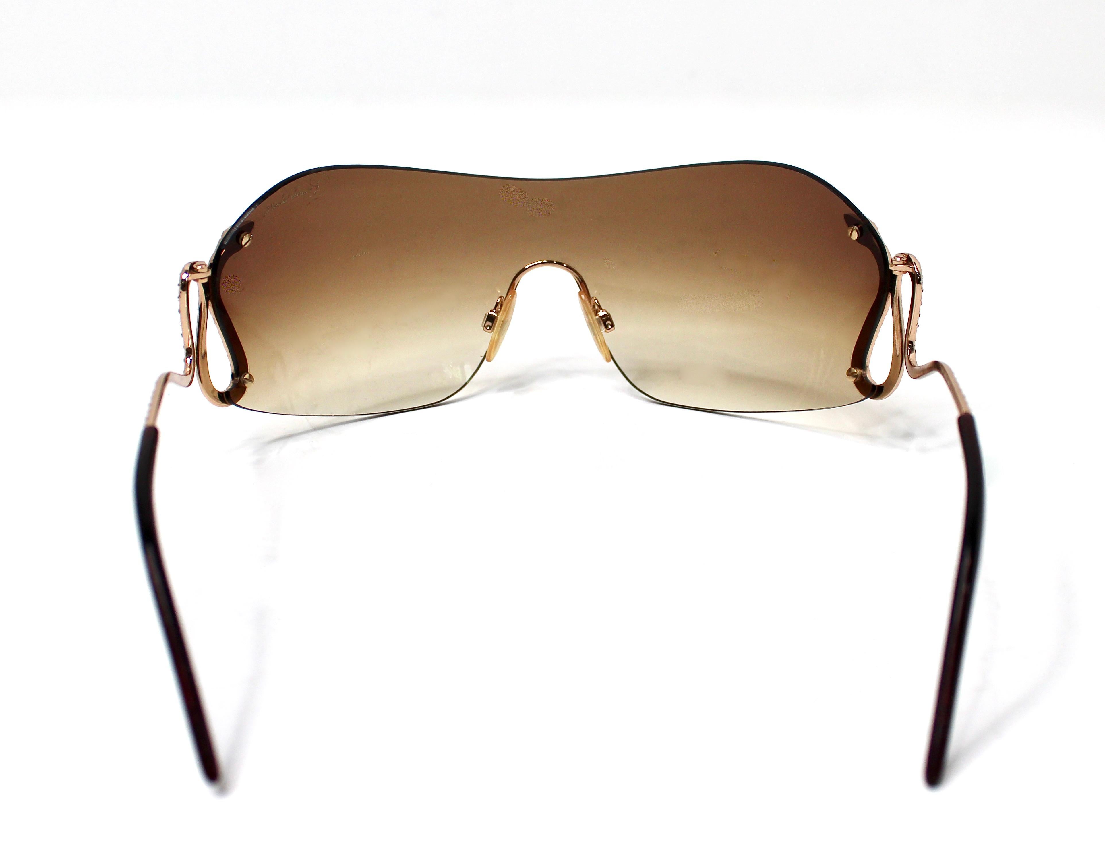 Donna Roberto Cavalli - Occhiali da sole a scudo oversize con motivo a serpente con strass, circa Y2K in vendita