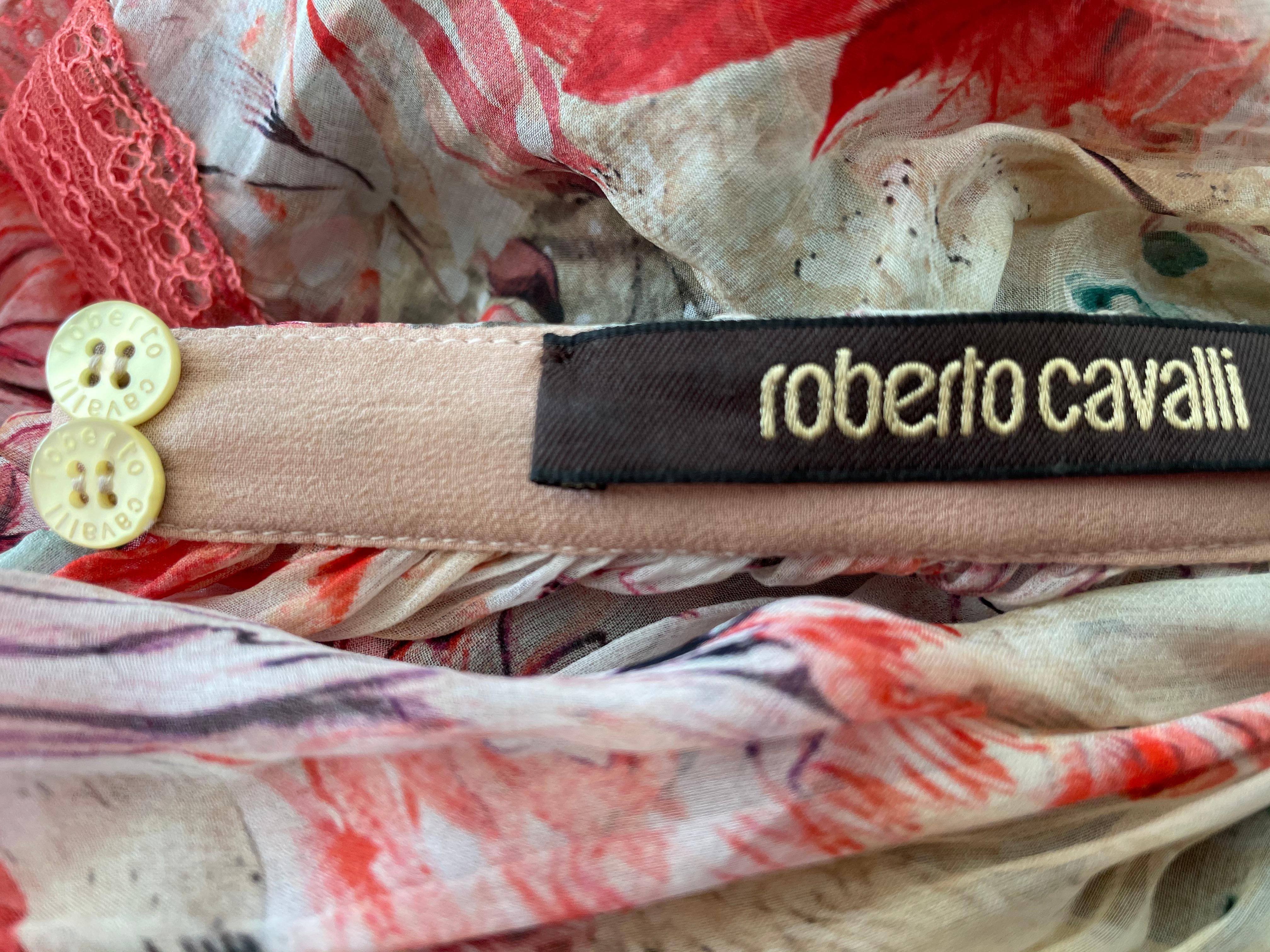 Roberto Cavalli Romantic Vintage SIlk Off the Shoulder Rich Hippie Dress For Sale 1
