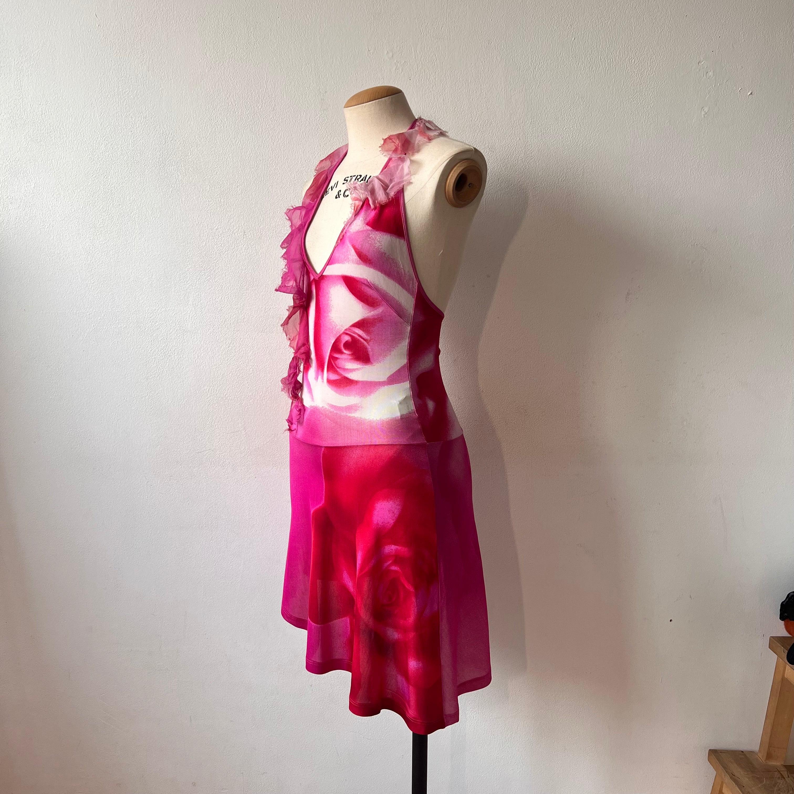Roberto Cavalli, robe dos nu à imprimé rose, printemps/été 2000 Bon état - En vente à CAPELLE AAN DEN IJSSEL, ZH