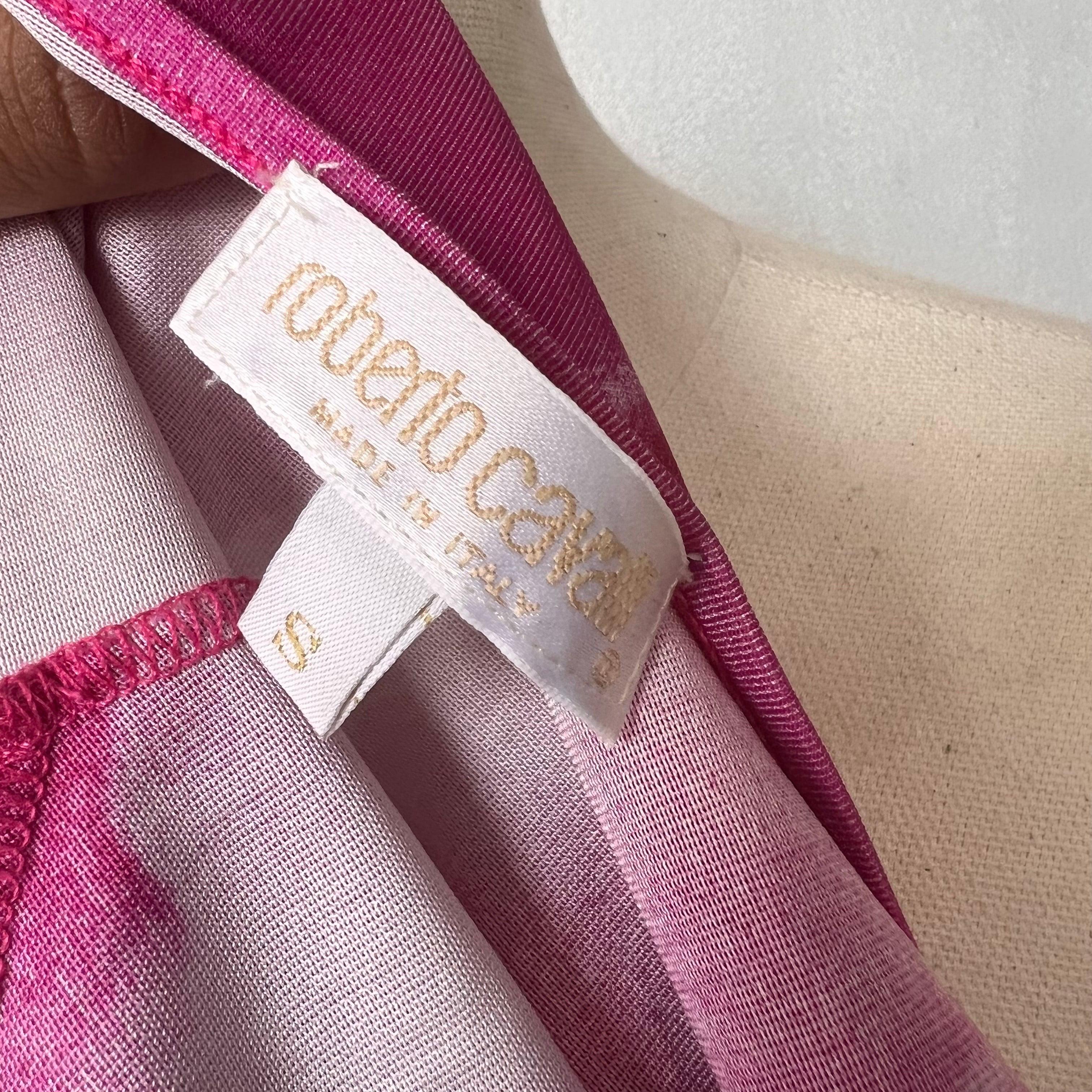 Roberto Cavalli, robe dos nu à imprimé rose, printemps/été 2000 Pour femmes en vente
