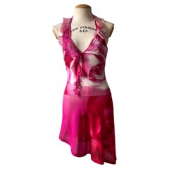 Roberto Cavalli, robe dos nu à imprimé rose, printemps/été 2000