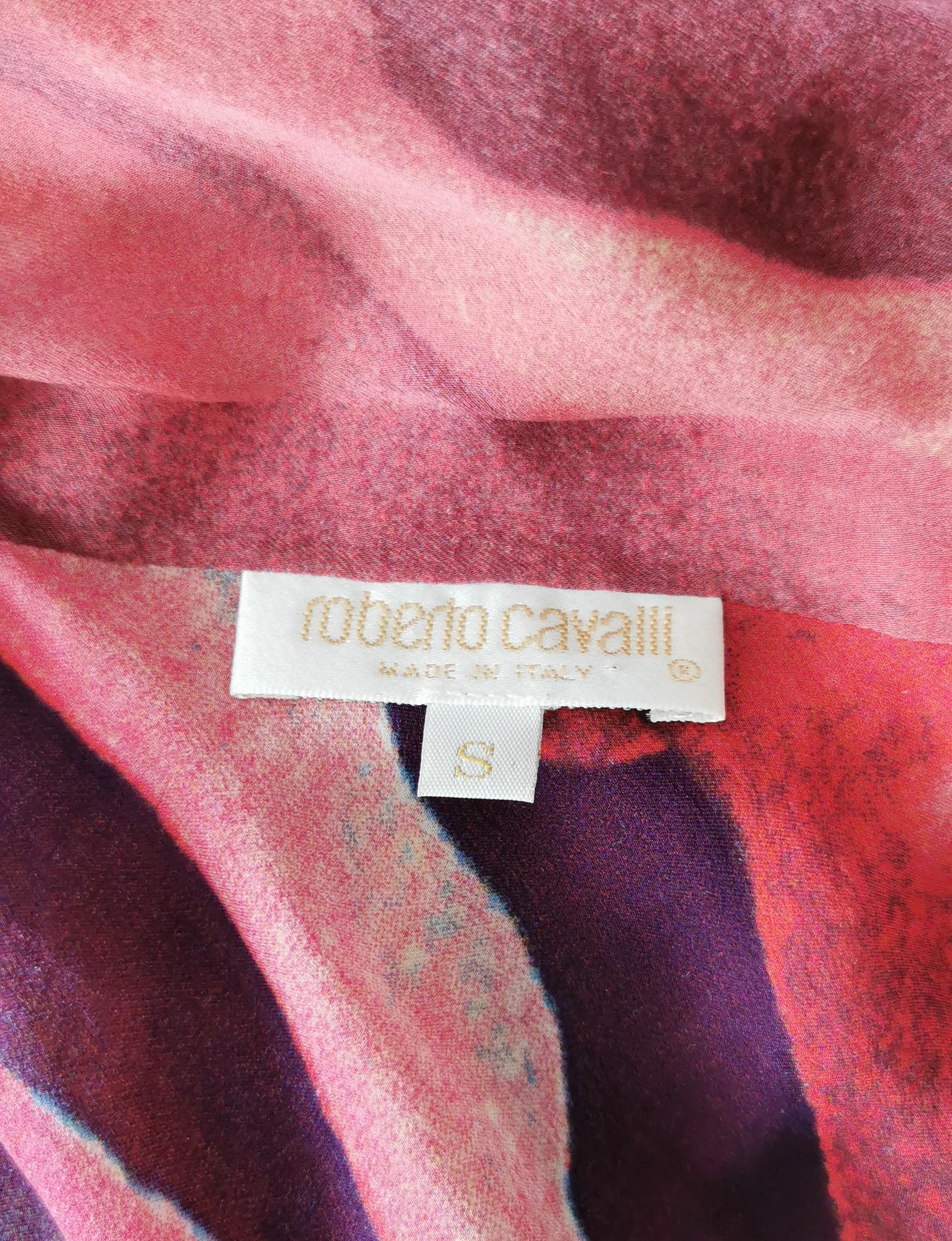 Marron Roberto Cavalli rose print silk set, SS 2000 en vente