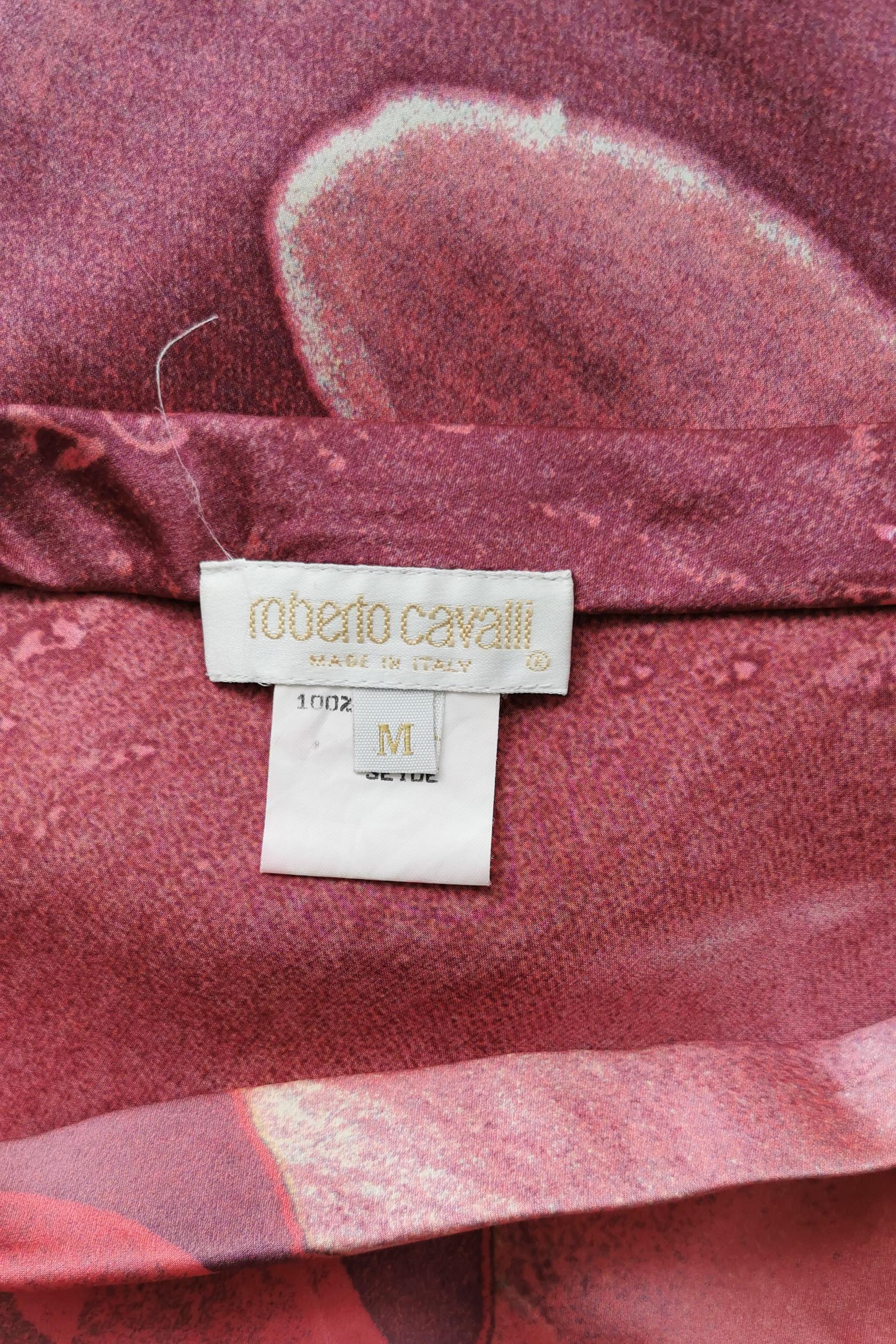 Roberto Cavalli rose print silk set, SS 2000 Excellent état - En vente à London, GB