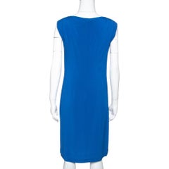 Roberto Cavalli Royal Blue Jersey Brooch Detail Shift Dress M