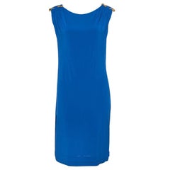 Roberto Cavalli Royal Blue Jersey Brooch Detail Shift Dress M