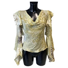Roberto Cavalli Runway Fall/Winter 2006 Silk Dragon & Fan Top - Archival Collect