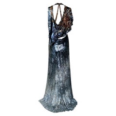 Roberto Cavalli Runway Sequin Sun Evening Gown and Cape F/W 2004 Size 40IT