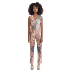 Roberto Cavalli S/S 1994 Renaissance print denim vest & jeans two piece