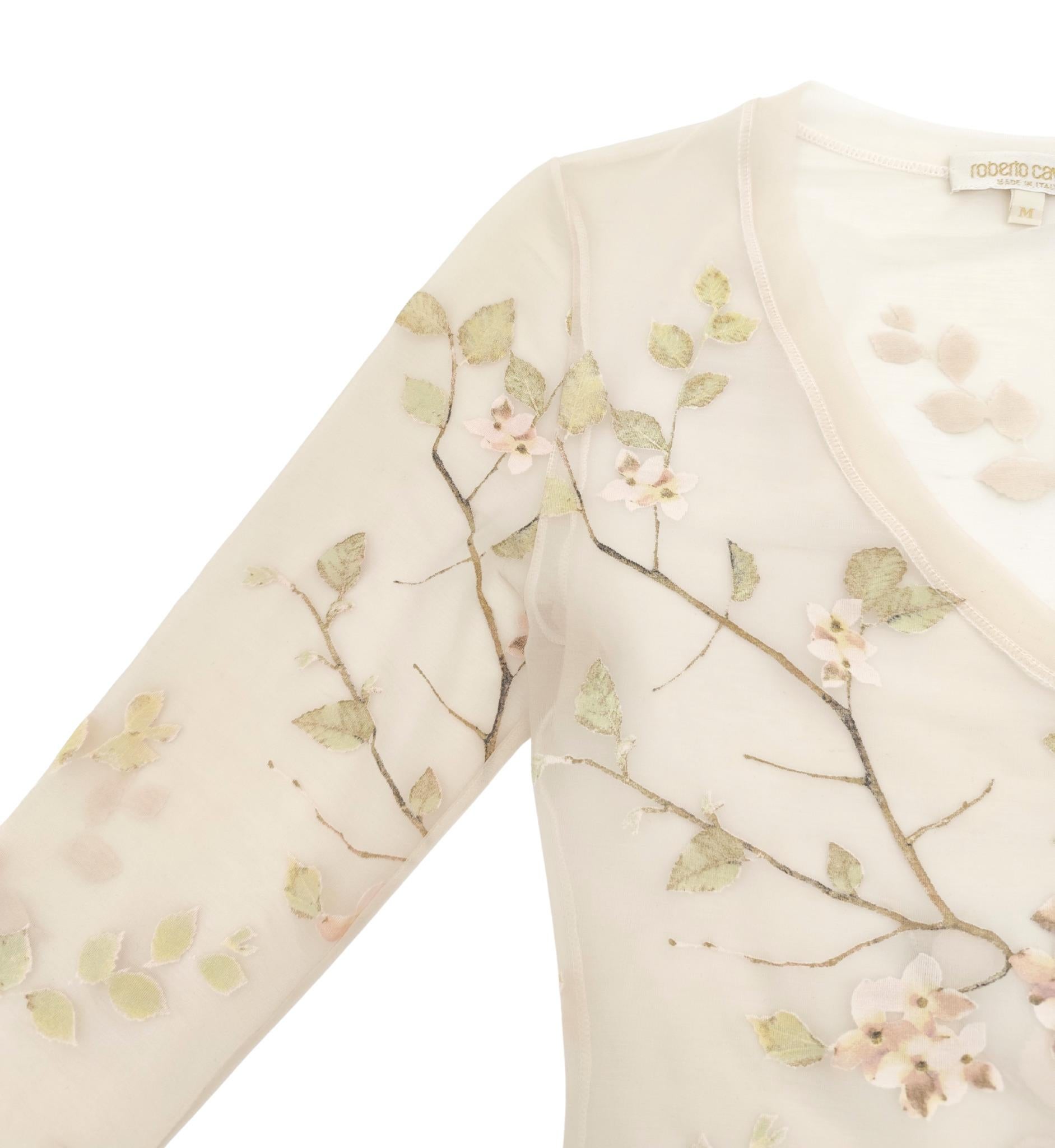 Roberto Cavalli S/S 1998 rosa Netzoberteil mit Blumendruck im Angebot 5