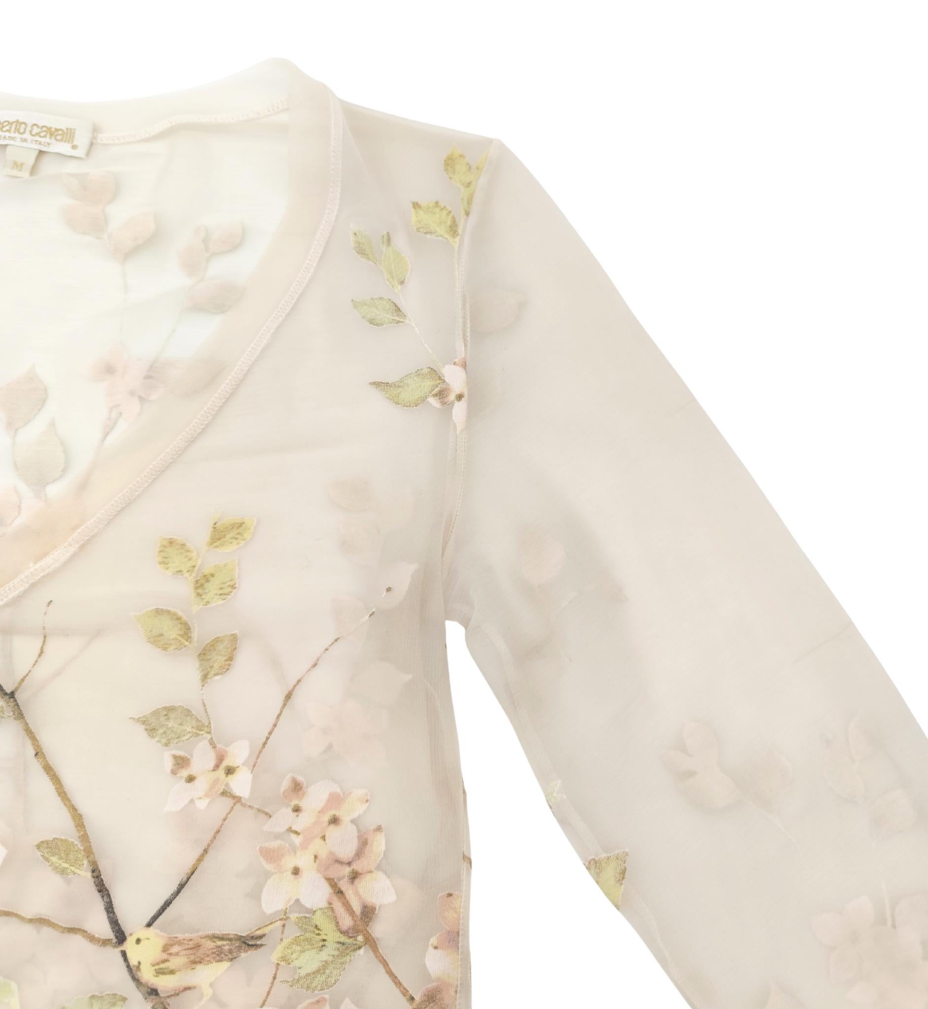 Roberto Cavalli S/S 1998 rosa Netzoberteil mit Blumendruck im Angebot 6
