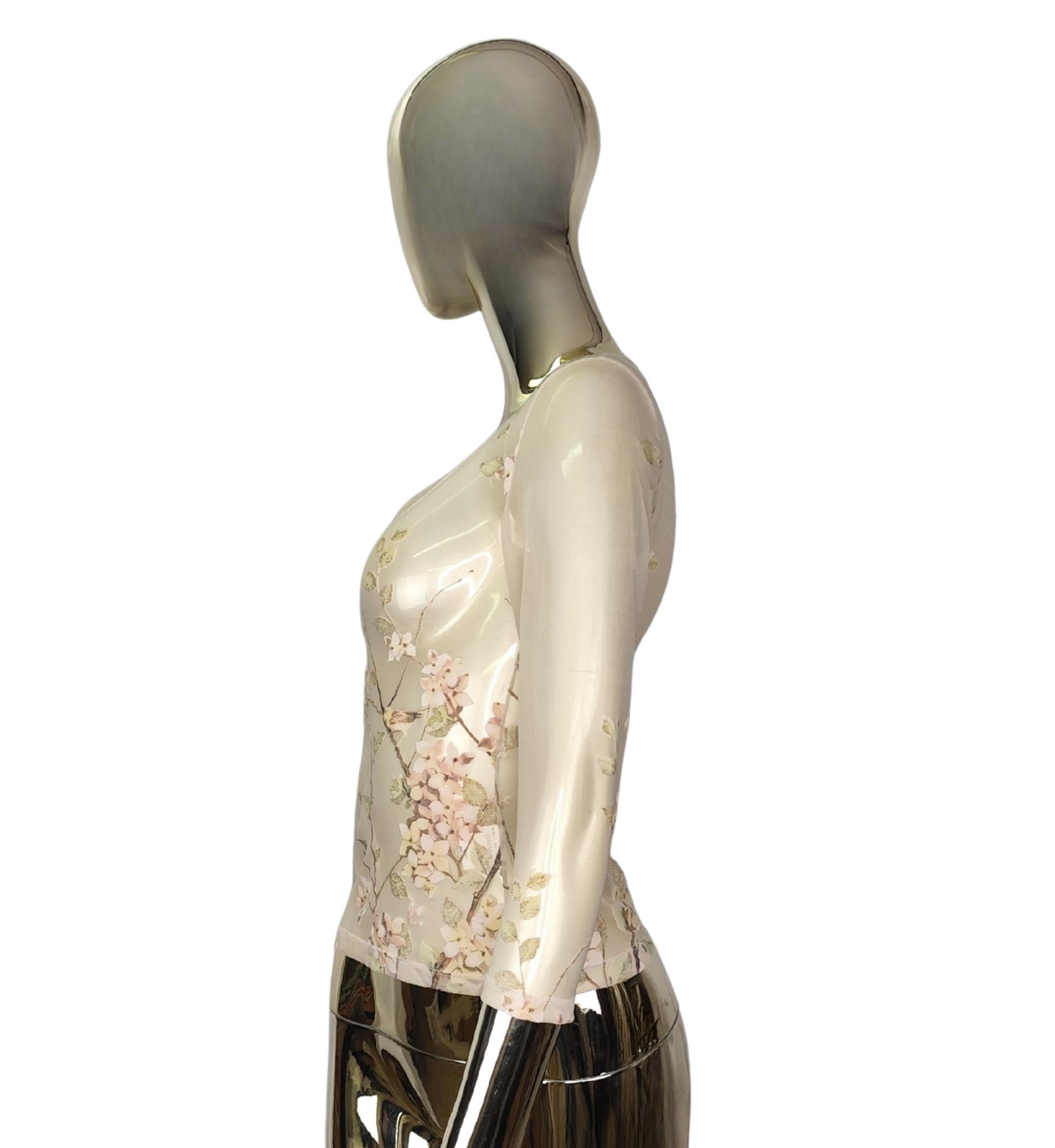 Roberto Cavalli S/S 1998 rosa Netzoberteil mit Blumendruck Damen im Angebot