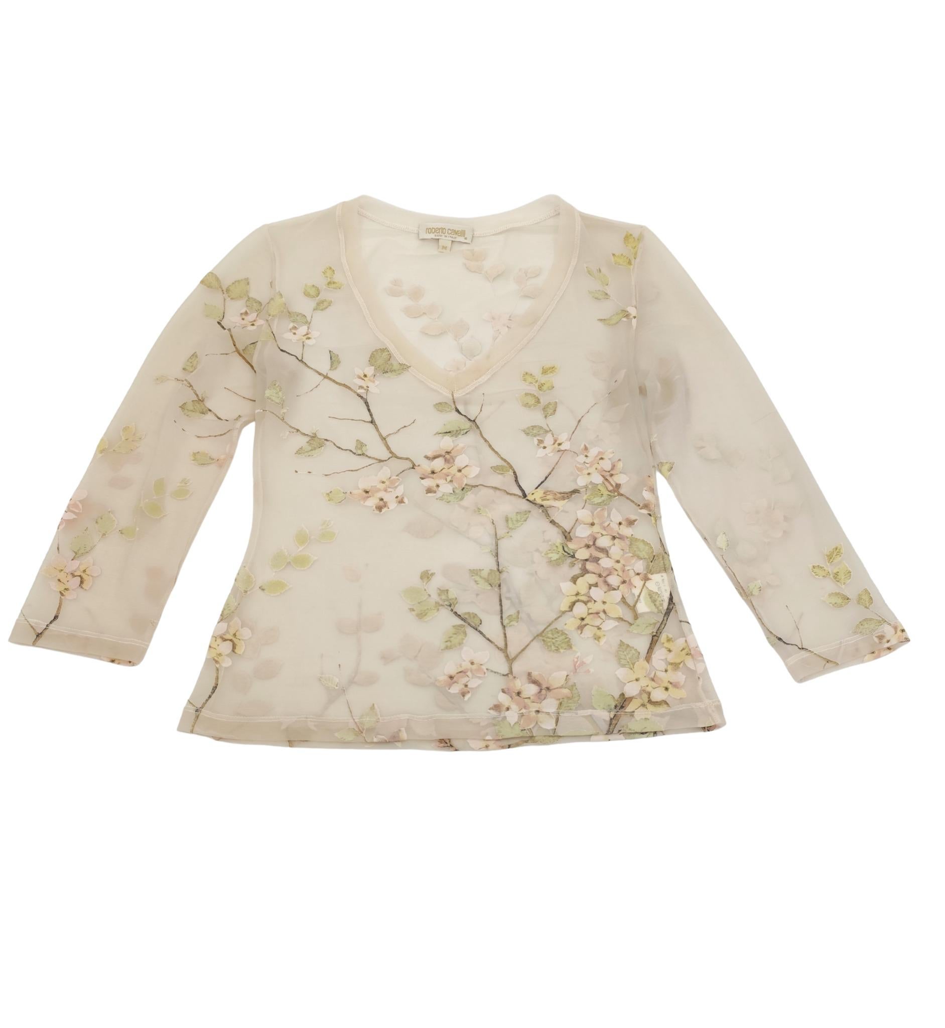 Roberto Cavalli S/S 1998 rosa Netzoberteil mit Blumendruck im Angebot 2