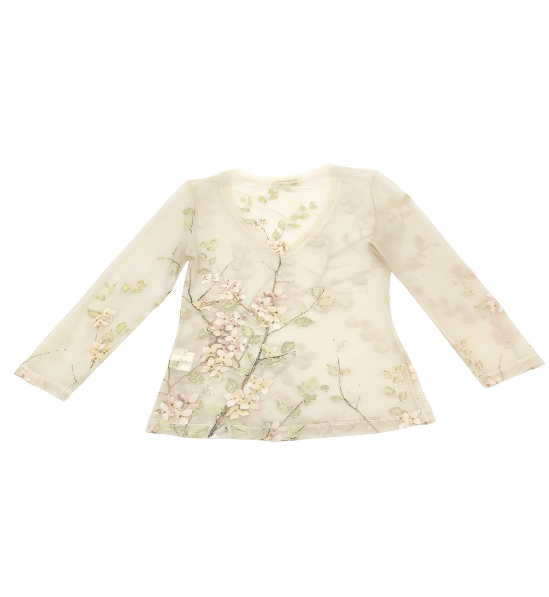 Roberto Cavalli S/S 1998 rosa Netzoberteil mit Blumendruck im Angebot 3
