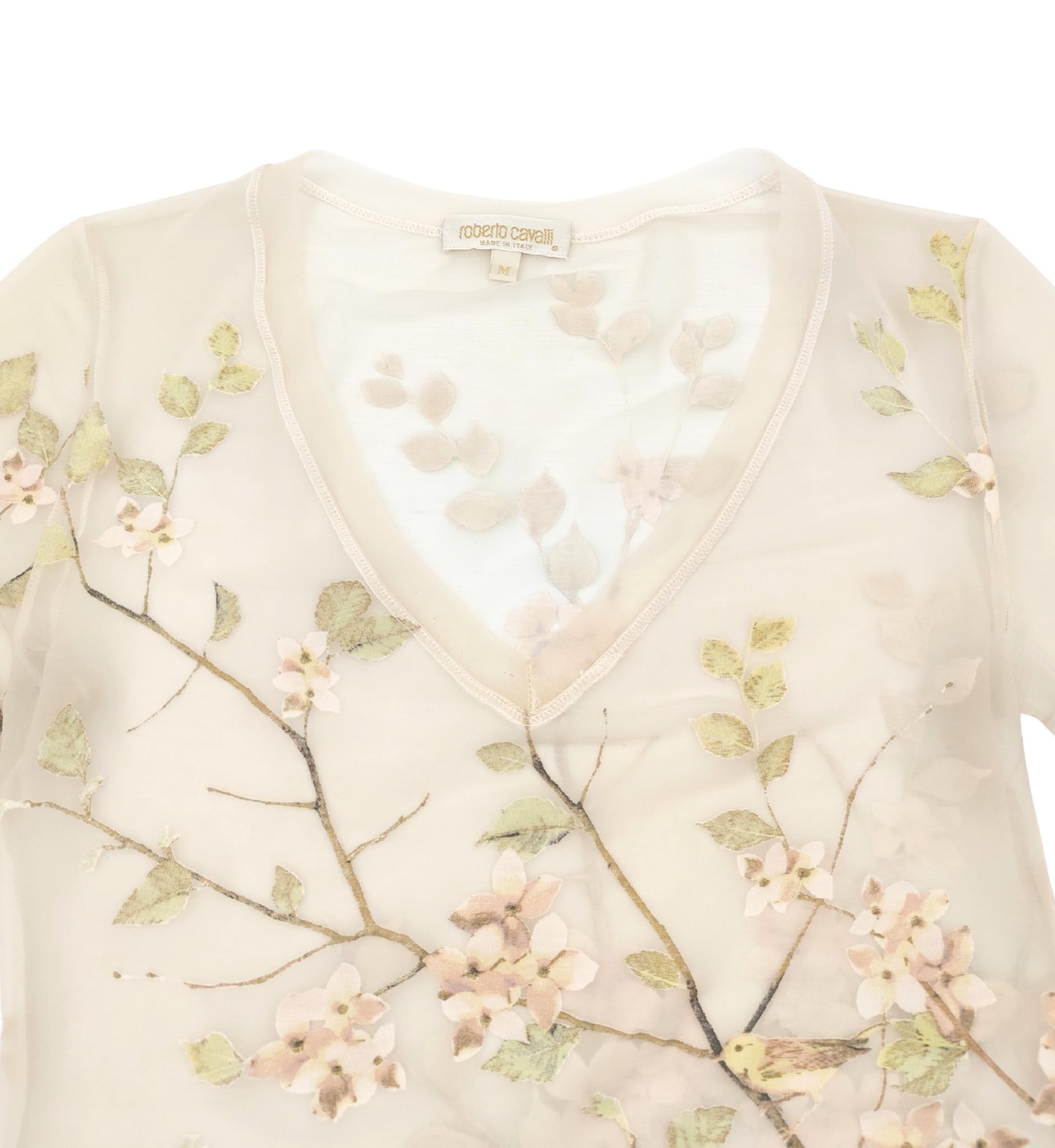 Roberto Cavalli S/S 1998 rosa Netzoberteil mit Blumendruck im Angebot 4