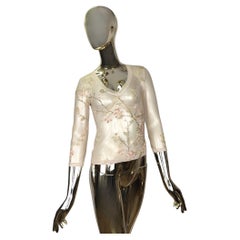 Roberto Cavalli S/S 1998 rosa Netzoberteil mit Blumendruck
