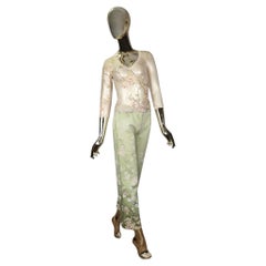 Roberto Cavalli S/S 1998 pink flowers print top and pants set