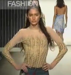 Roberto Cavalli S/S 1999 feathers print mesh sleeveless top