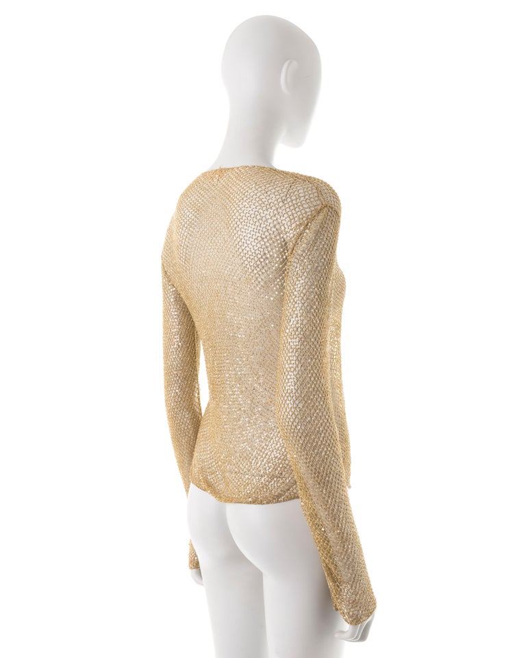 Cardigan Vintage Roberto Cavalli Automne 1999 - Top En Fausse Fourrure Beige, Taille S - Pièce Collector