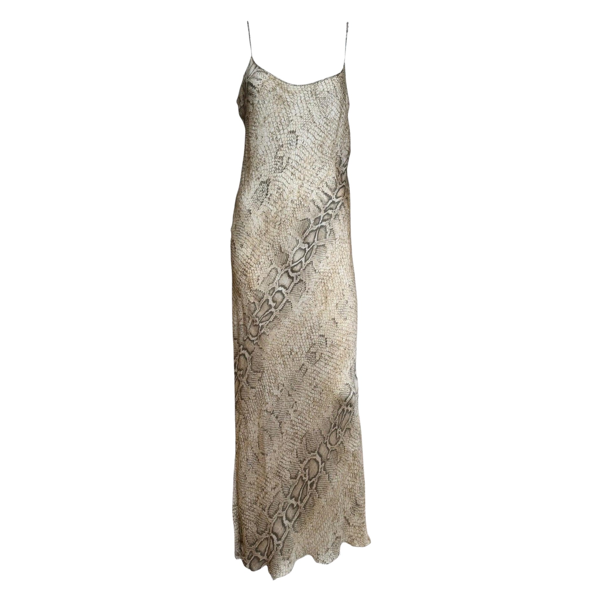 Roberto Cavalli S/S 1999 Snakeskin Print Silk Slip Dress