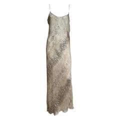 Roberto Cavalli S/S 1999 Snakeskin Print Silk Slip Dress