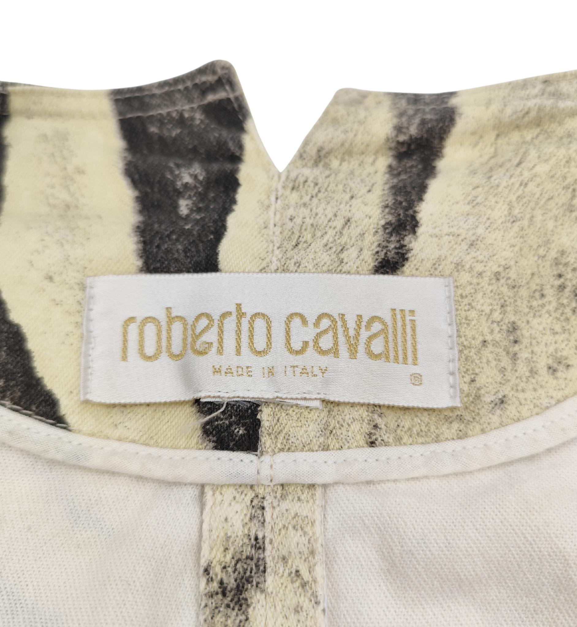 Roberto Cavalli S/S 1999 chaleco vaquero con estampado de cebra en venta 11