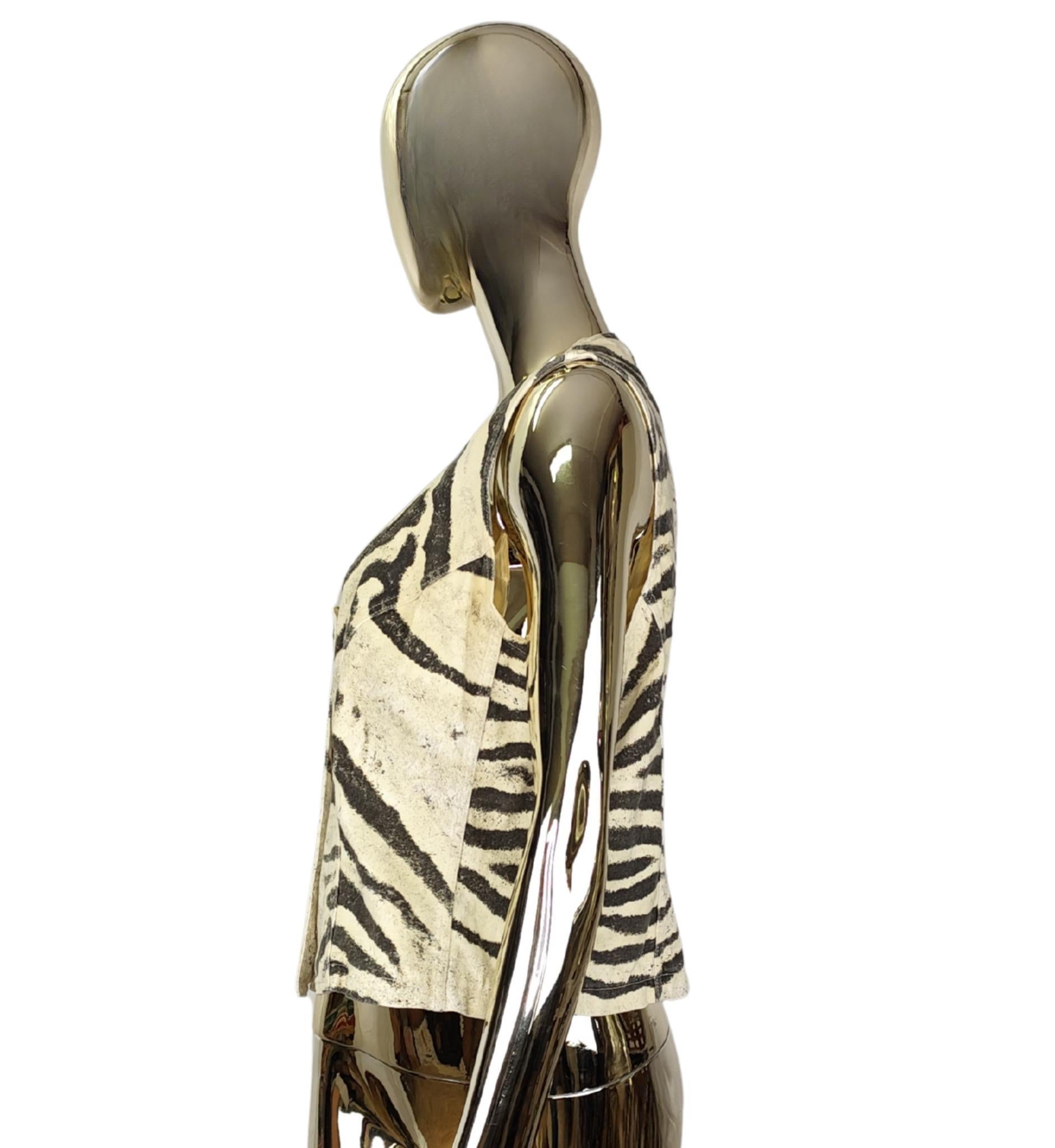 De las mujeres Roberto Cavalli S/S 1999 chaleco vaquero con estampado de cebra en venta