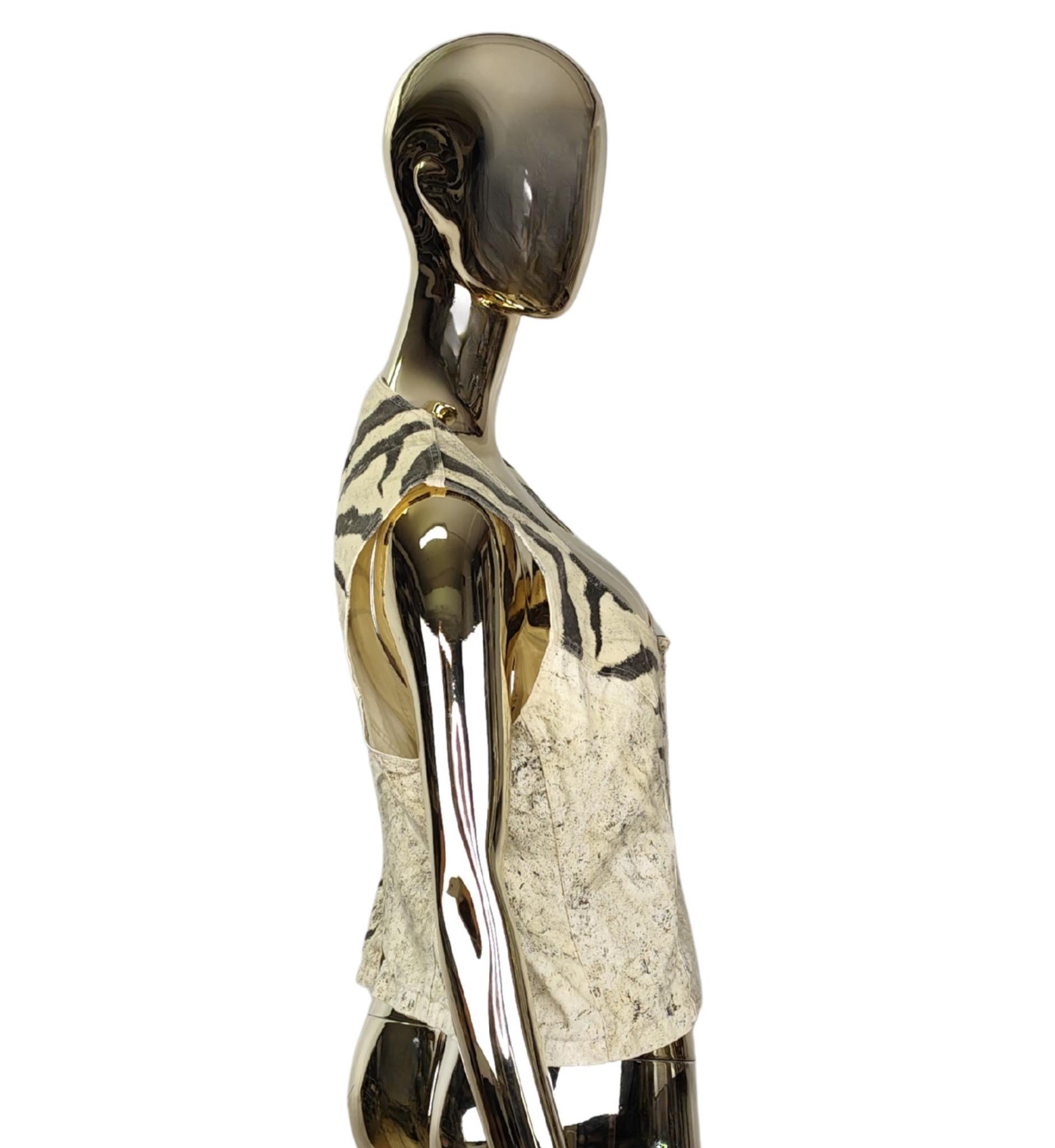 Roberto Cavalli S/S 1999 chaleco vaquero con estampado de cebra en venta 1