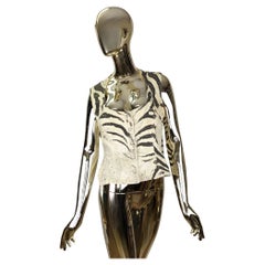 Roberto Cavalli S/S 1999 chaleco vaquero con estampado de cebra