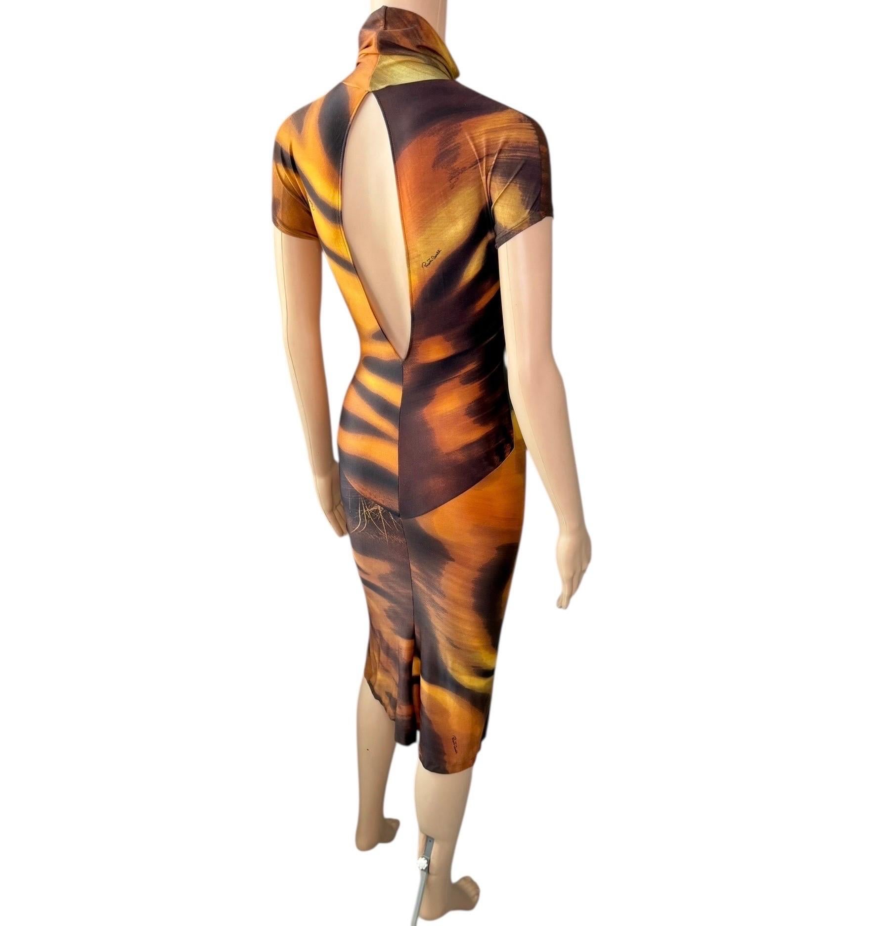 Roberto Cavalli F/S 2000 Rollkragenpullover mit Ausschnitt und Tiger-Tierdruck und Midikleid mit Ausschnitt im Angebot 12