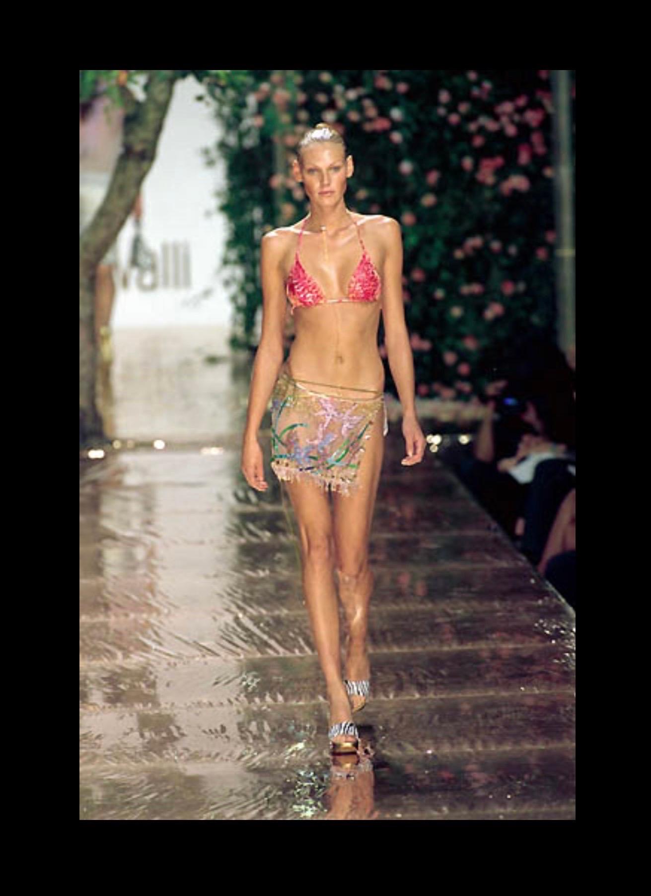 Roberto Cavalli - P/E 2000 - Minigonna sarong in tulle trasparente impreziosita da un involucro in rete in vendita 12