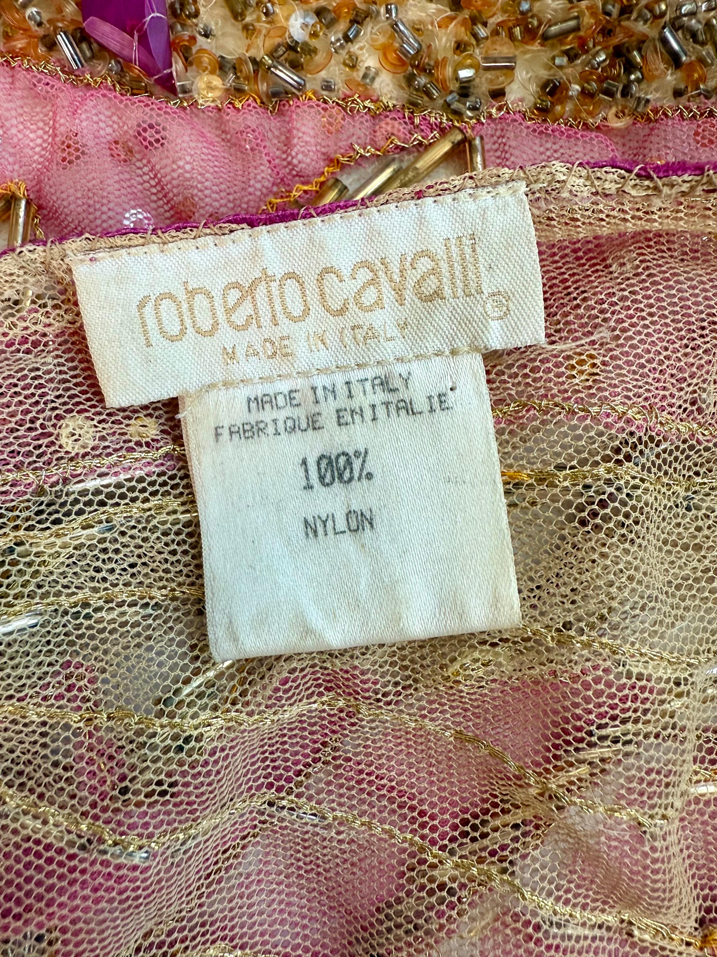 Roberto Cavalli - P/E 2000 - Minigonna sarong in tulle trasparente impreziosita da un involucro in rete in vendita 14
