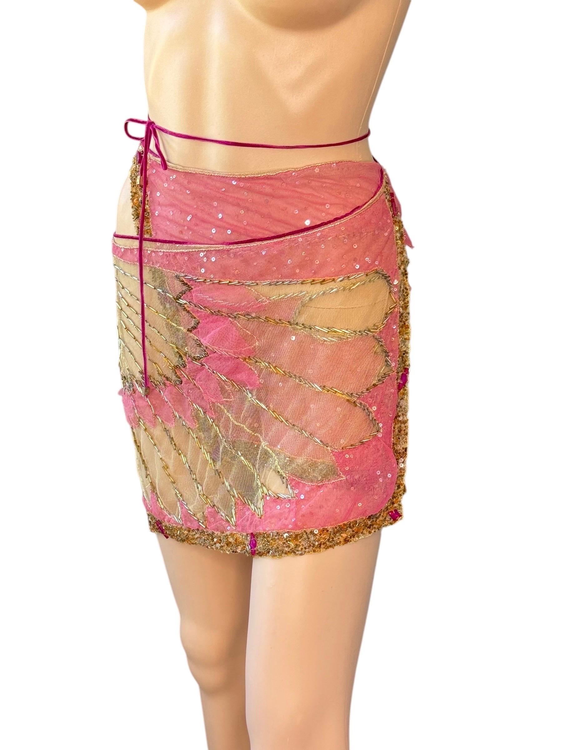 Roberto Cavalli - P/E 2000 - Minigonna sarong in tulle trasparente impreziosita da un involucro in rete In condizioni buone in vendita a Naples, FL