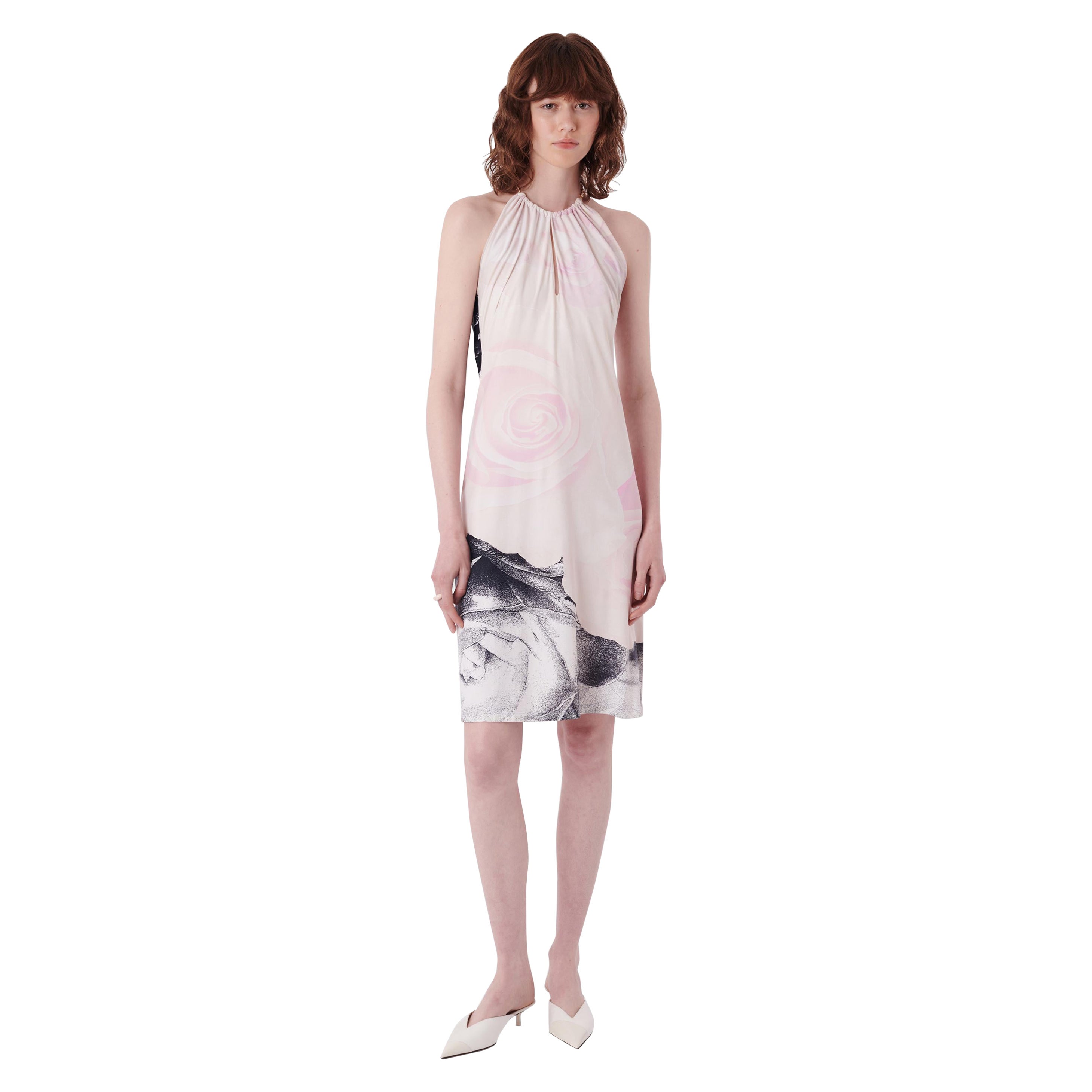 Roberto Cavalli F/S 2000 Kleid mit Neckholder und Blumendruck
