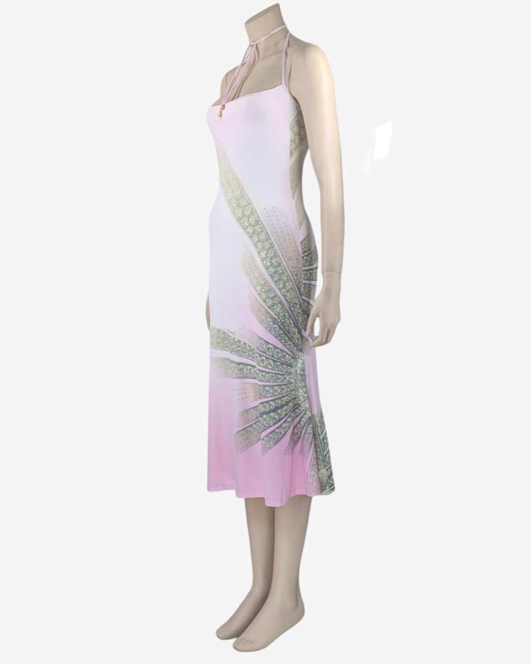Gray Roberto Cavalli S/S 2000 Iconic Print Bodycon Maxi Dress For Sale