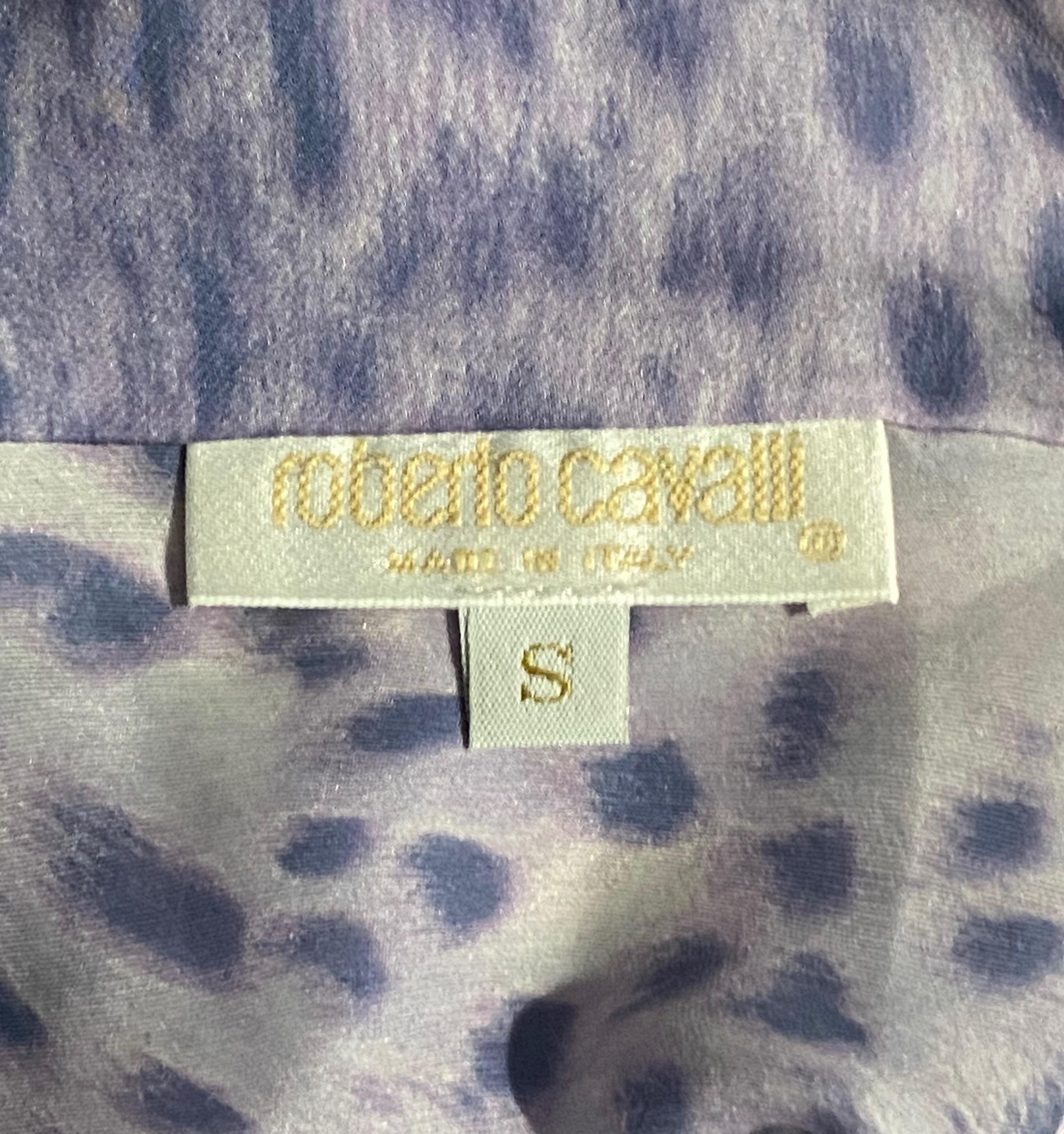 Women's Roberto Cavalli S/S 2000 lilac cheetah silk top
