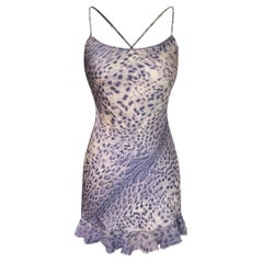 Roberto Cavalli S/S 2000 Lila Leopard Seidenminikleid