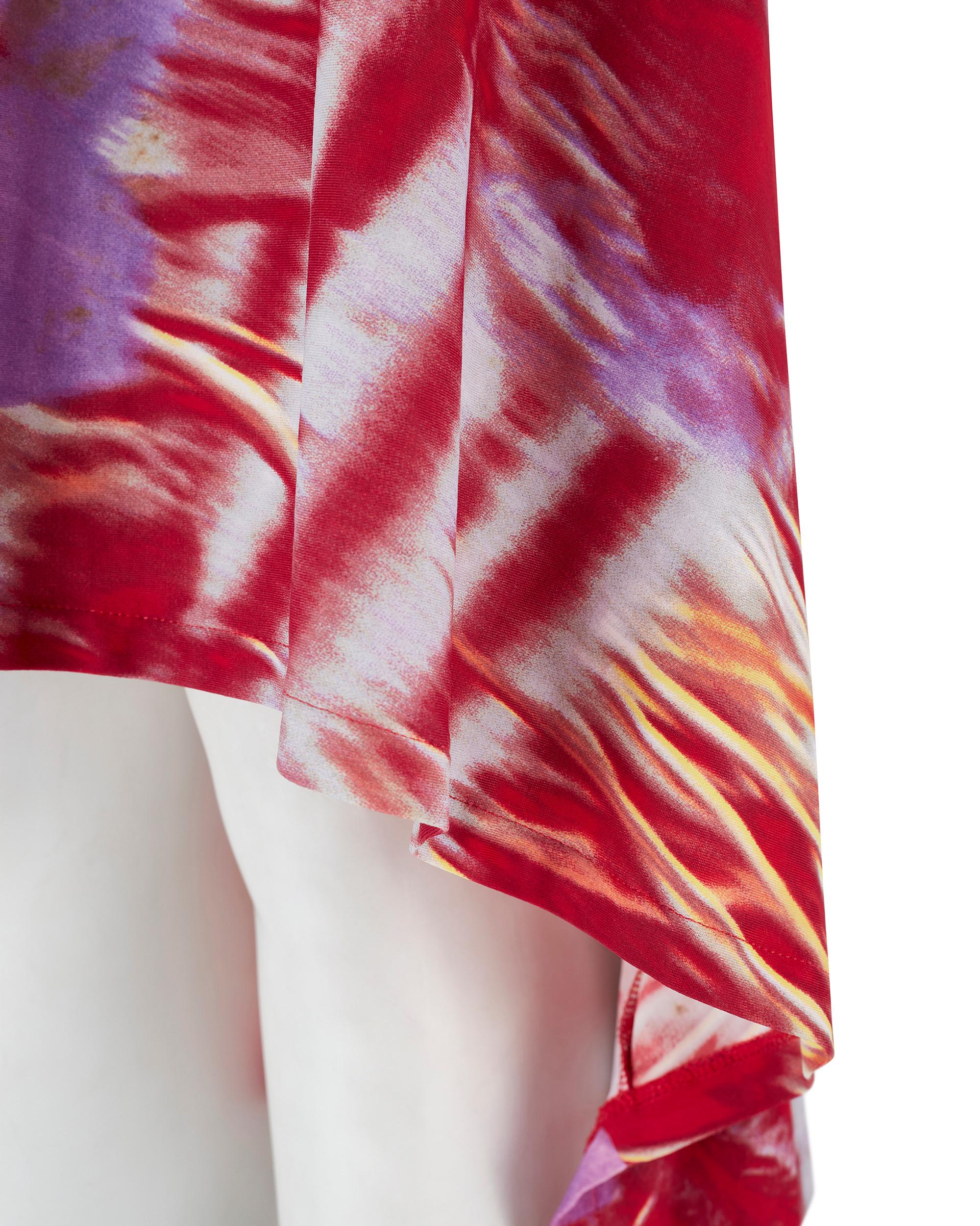 Roberto Cavalli S/S 2000 - Robe à fleurs rouges et violettes en vente 3