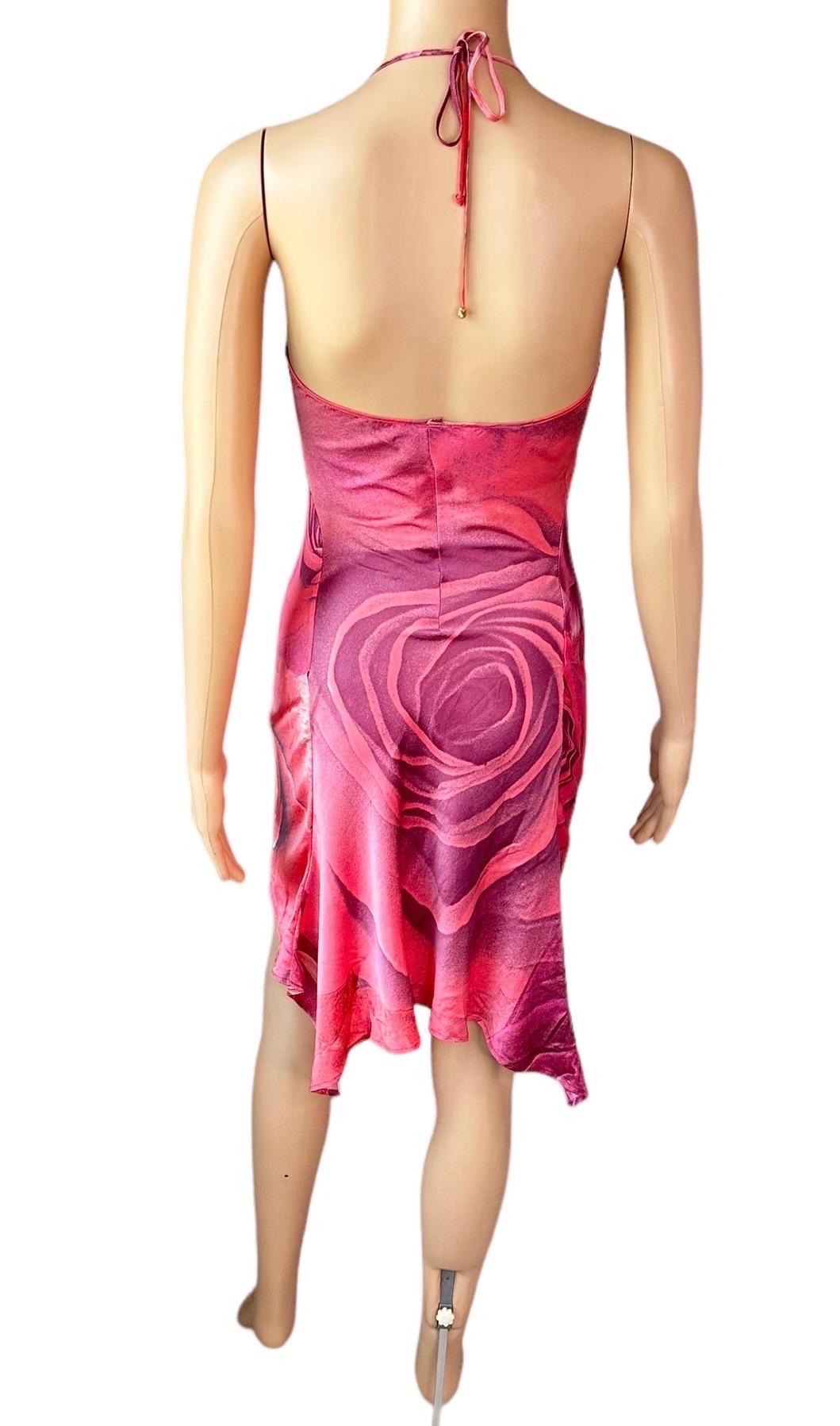 Roberto Cavalli S/S 2000 Rose Floral Print Slip Asymmetric Mini Dress  4