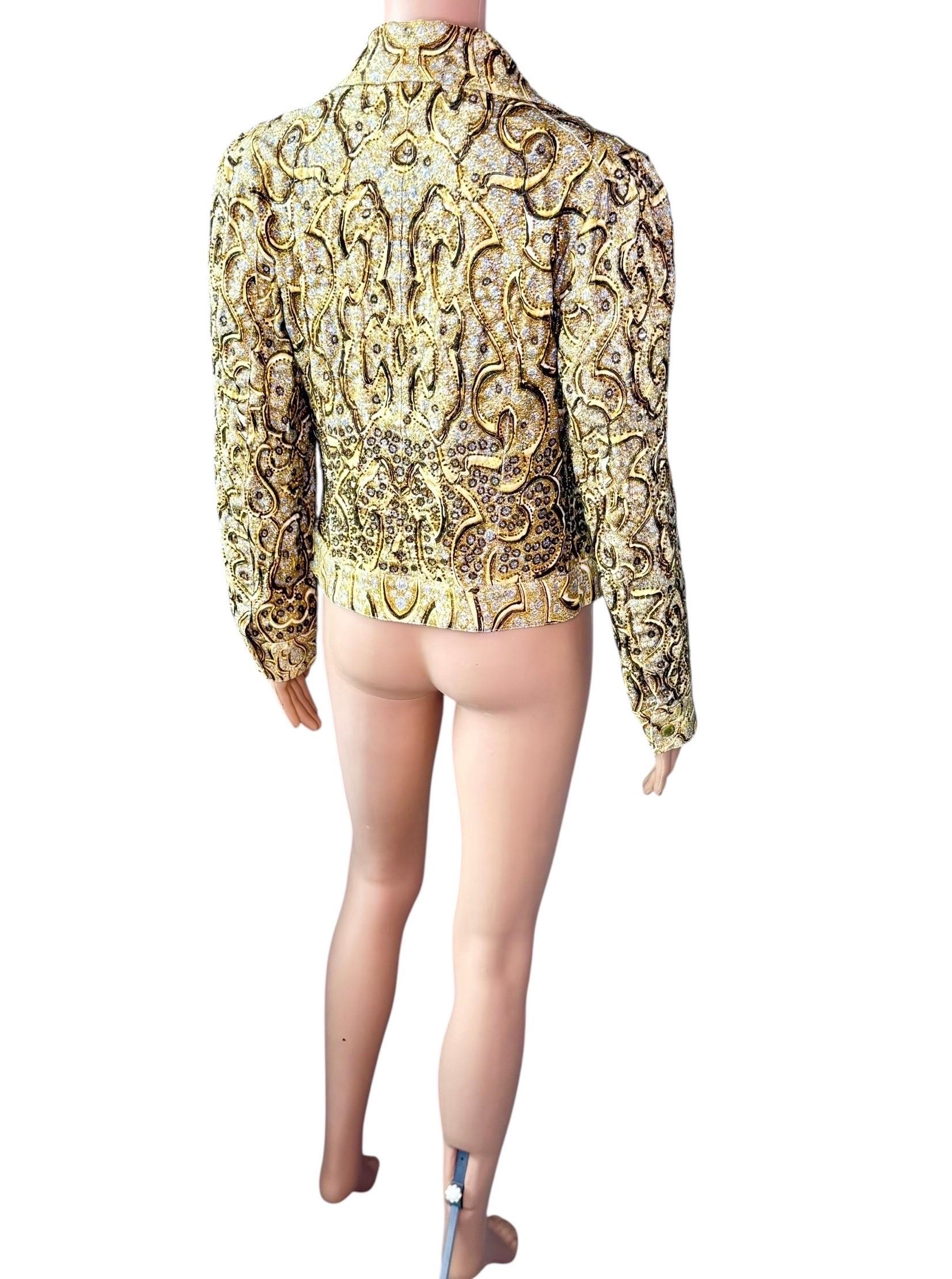 Roberto Cavalli S/S 2000 Runway Campaign Embellished Gold Jacket Coat For Sale 8