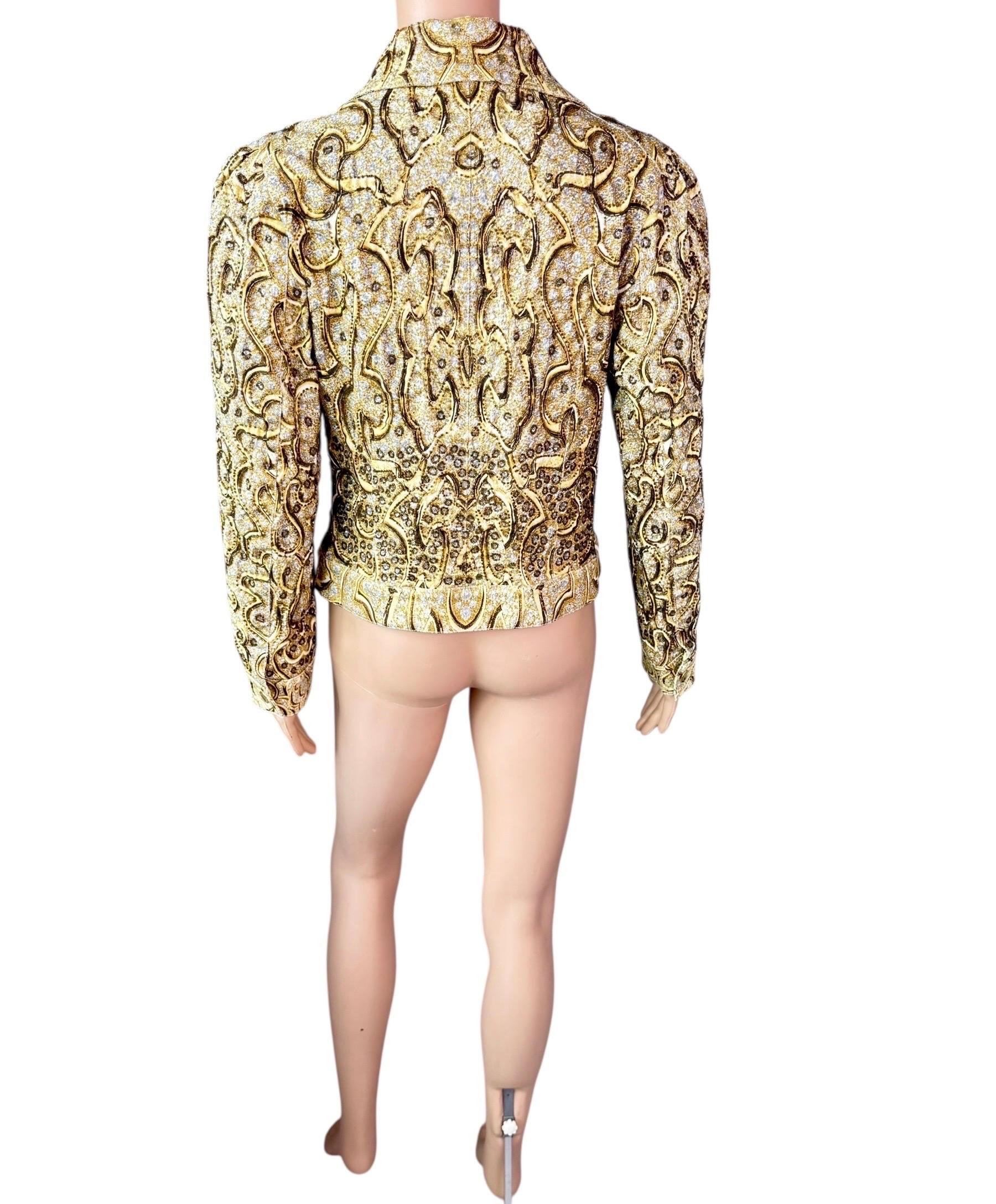 Roberto Cavalli S/S 2000 Runway Campaign Embellished Gold Jacket Coat For Sale 10