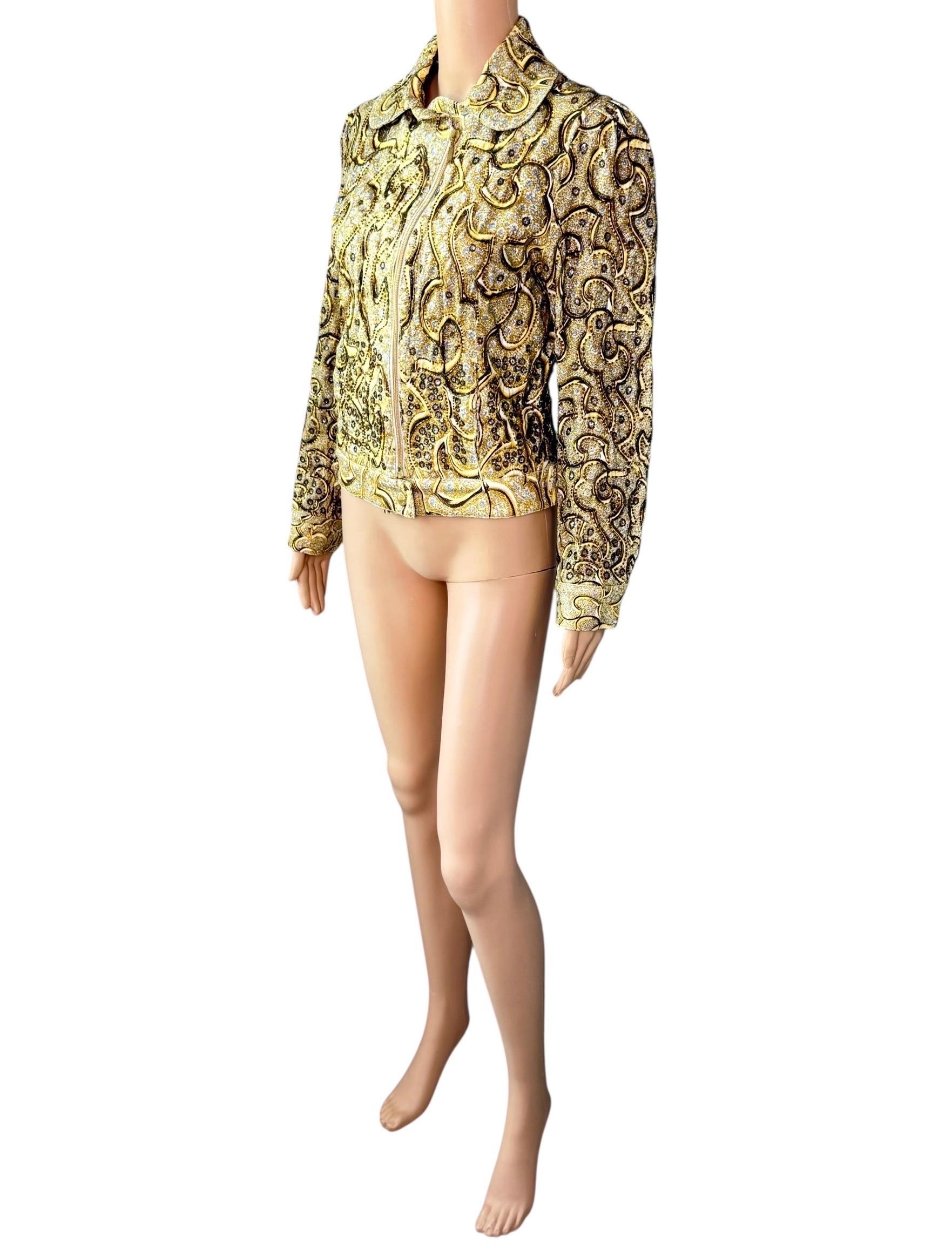 Roberto Cavalli S/S 2000 Runway Campaign Embellished Gold Jacket Coat For Sale 11