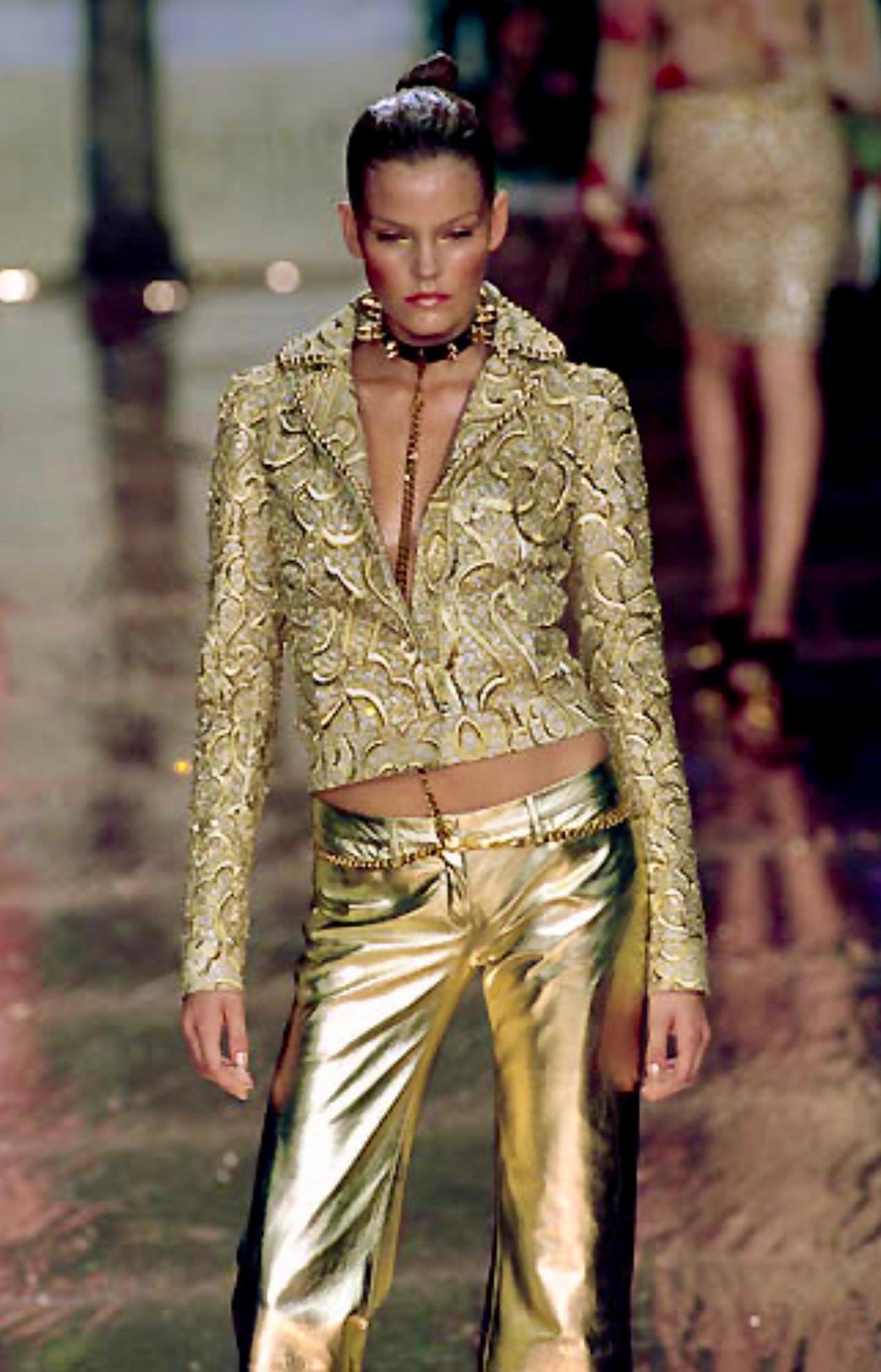 Roberto Cavalli S/S 2000 Runway Campaign Embellished Gold Jacket Coat For Sale 13