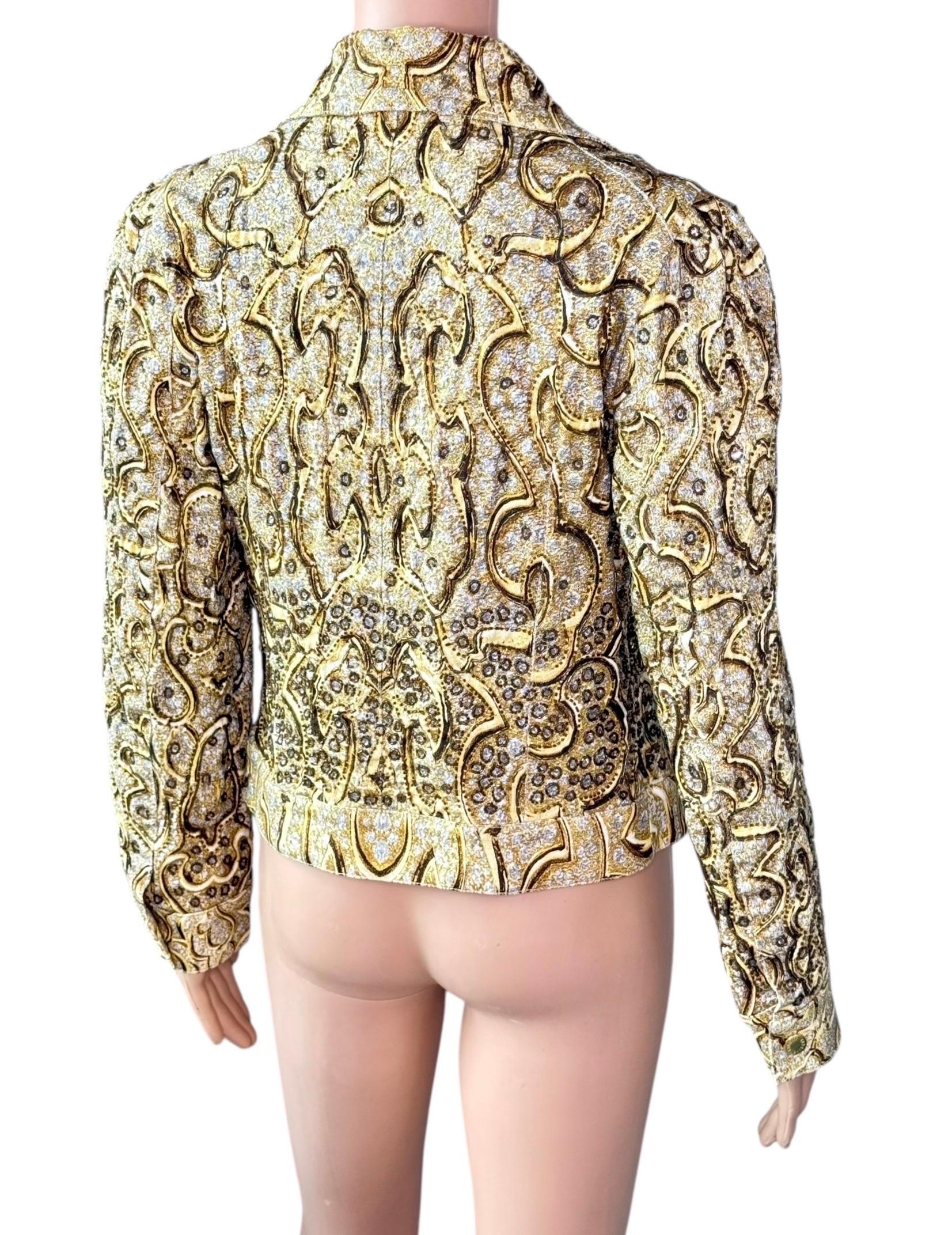 Roberto Cavalli S/S 2000 Runway Campaign Embellished Gold Jacket Coat For Sale 1