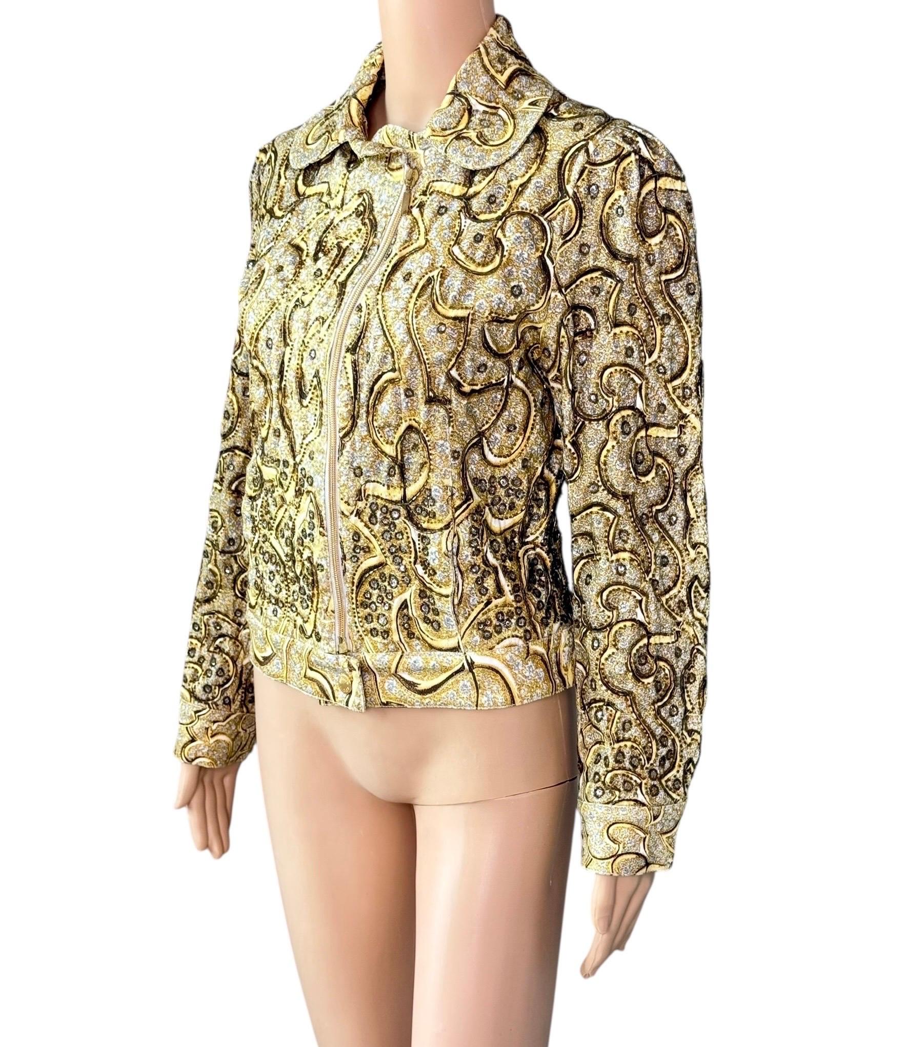 Roberto Cavalli S/S 2000 Runway Campaign Embellished Gold Jacket Coat For Sale 2